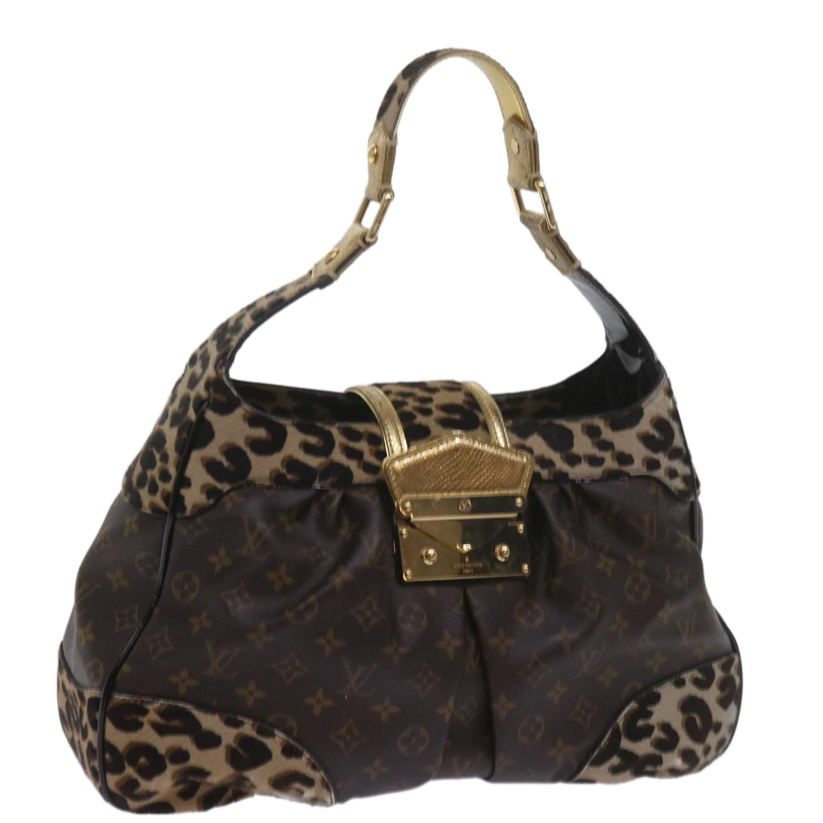 LOUIS VUITTON Monogram Leopard Polly Shoulder Bag M95282 LV Auth ki3824