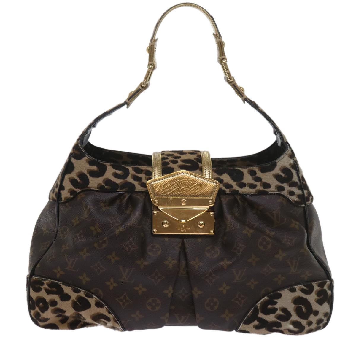 LOUIS VUITTON Monogram Leopard Polly Shoulder Bag M95282 LV Auth ki3824