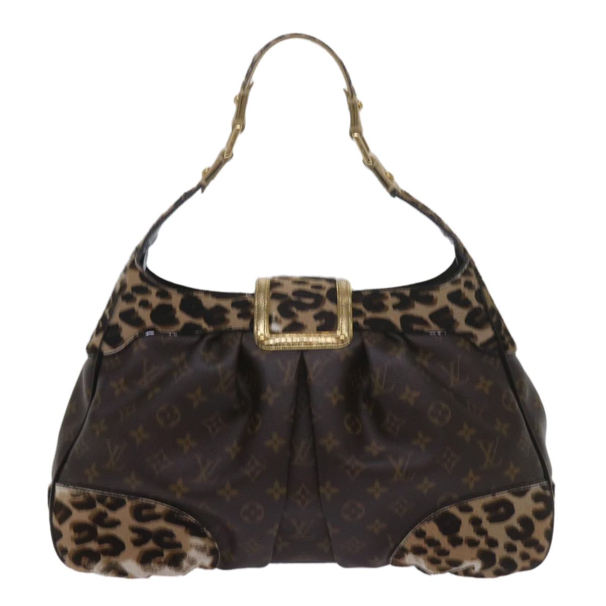 LOUIS VUITTON Monogram Leopard Polly Shoulder Bag M95282 LV Auth ki3824