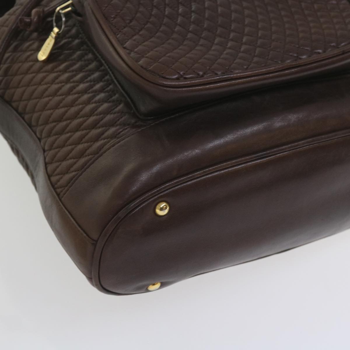 BALLY Matelasse Backpack Leather Brown Auth ki3835