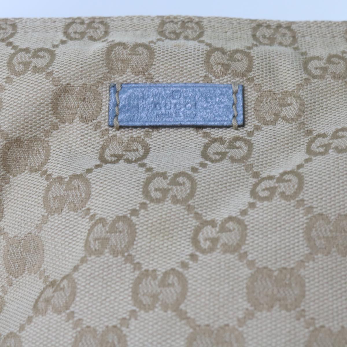 GUCCI GG Canvas Sherry Line Shoulder Bag Brown Light Blue 146309 Auth ki3847