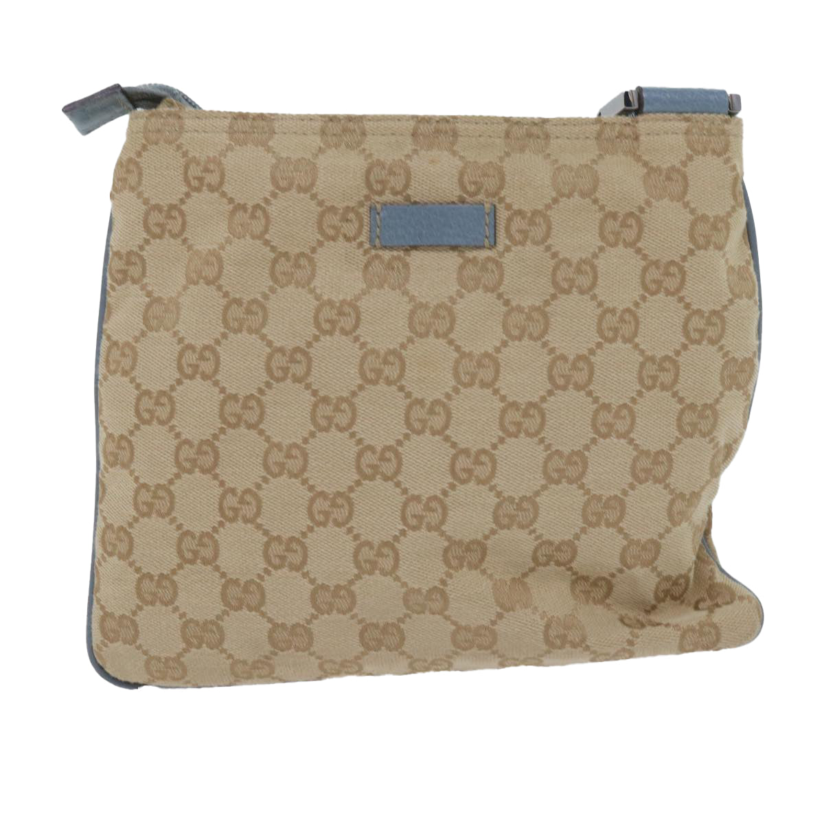 GUCCI GG Canvas Sherry Line Shoulder Bag Brown Light Blue 146309 Auth ki3847 - 0