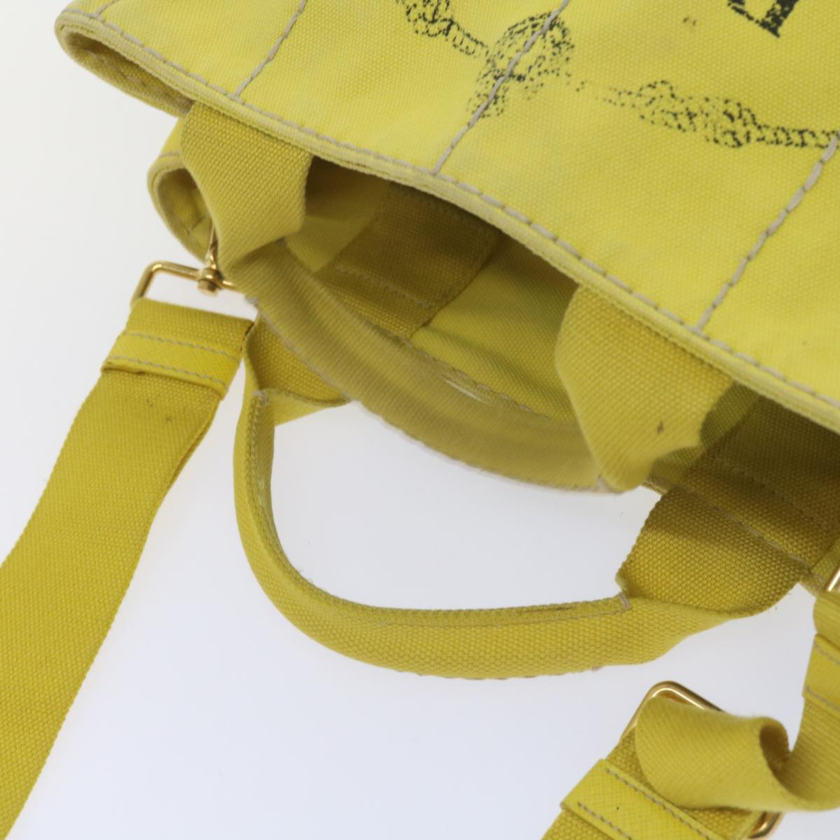 PRADA Canapa PM Hand Bag Canvas 2way Yellow Auth ki3869