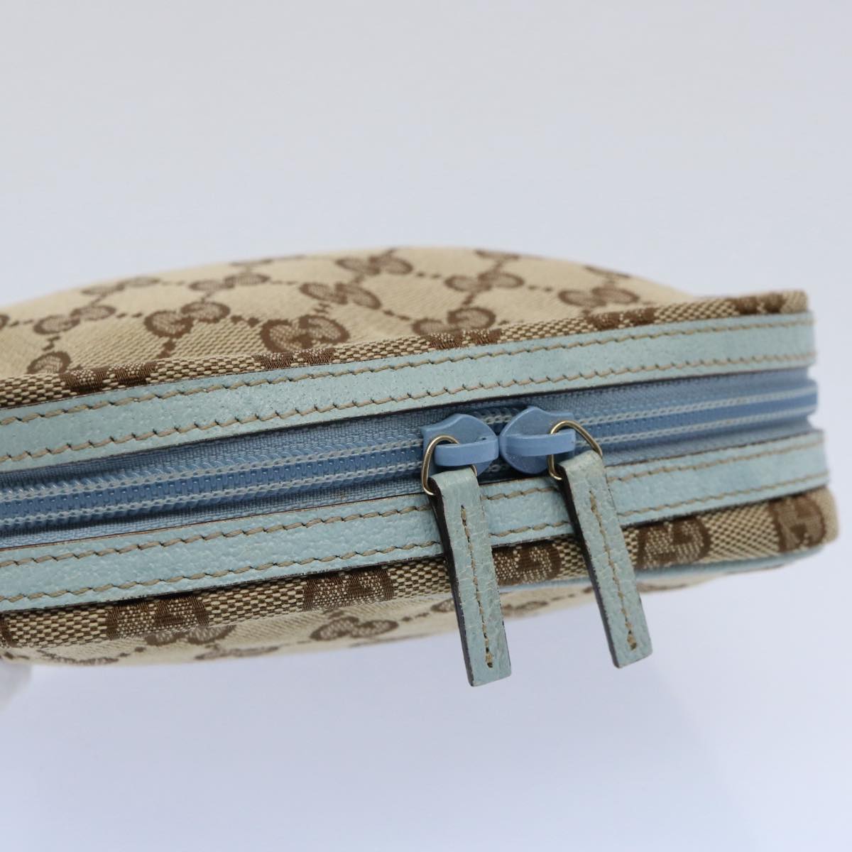 GUCCI GG Canvas Pouch Light Blue 153129 Auth ki3876