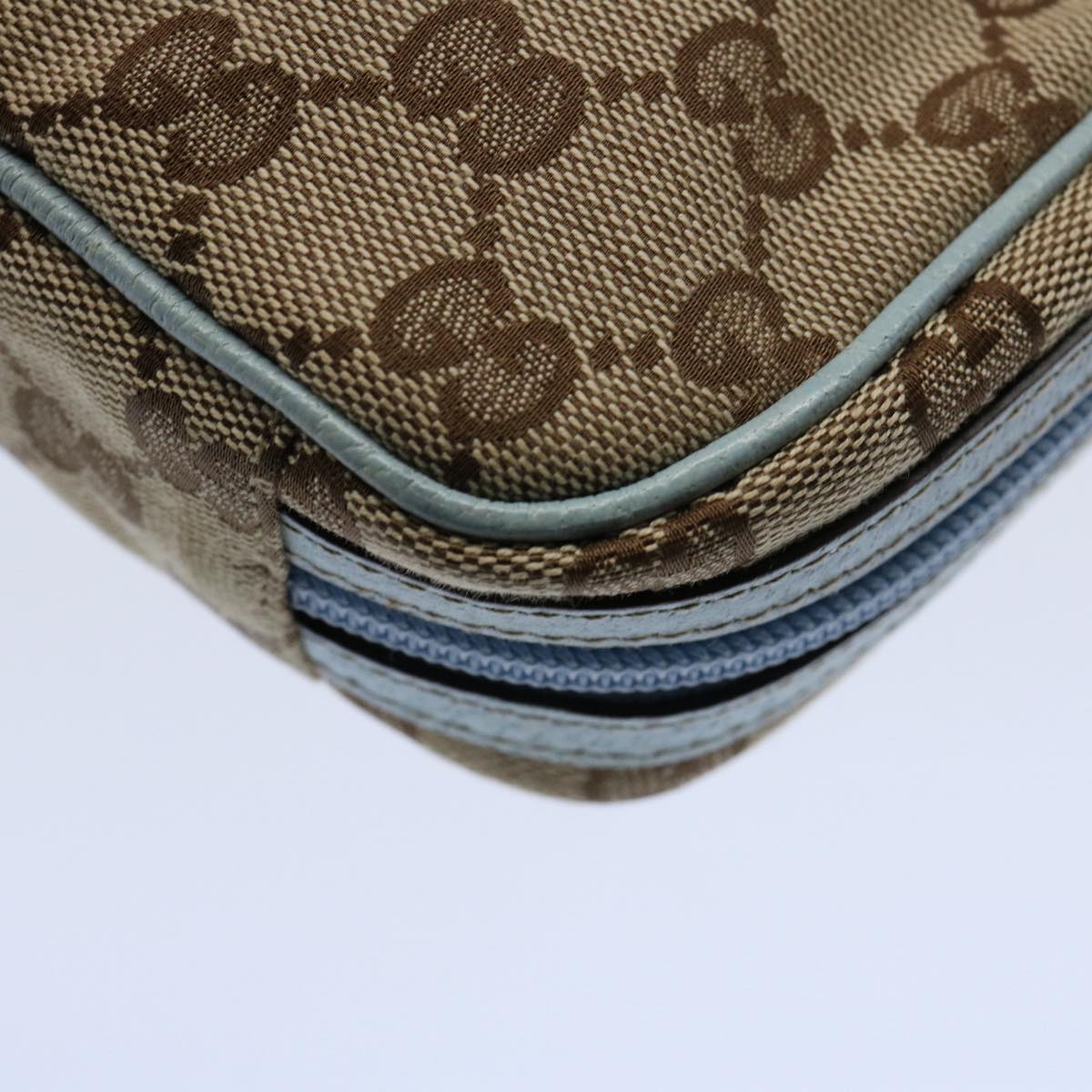 GUCCI GG Canvas Pouch Light Blue 153129 Auth ki3876