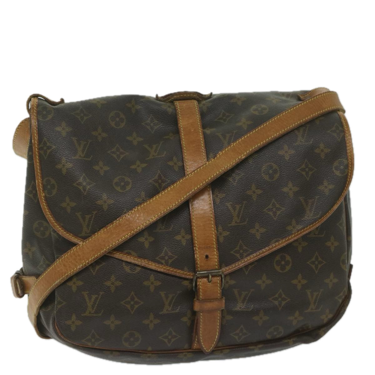 LOUIS VUITTON Monogram Saumur 35 Shoulder Bag M42254 LV Auth ki3888