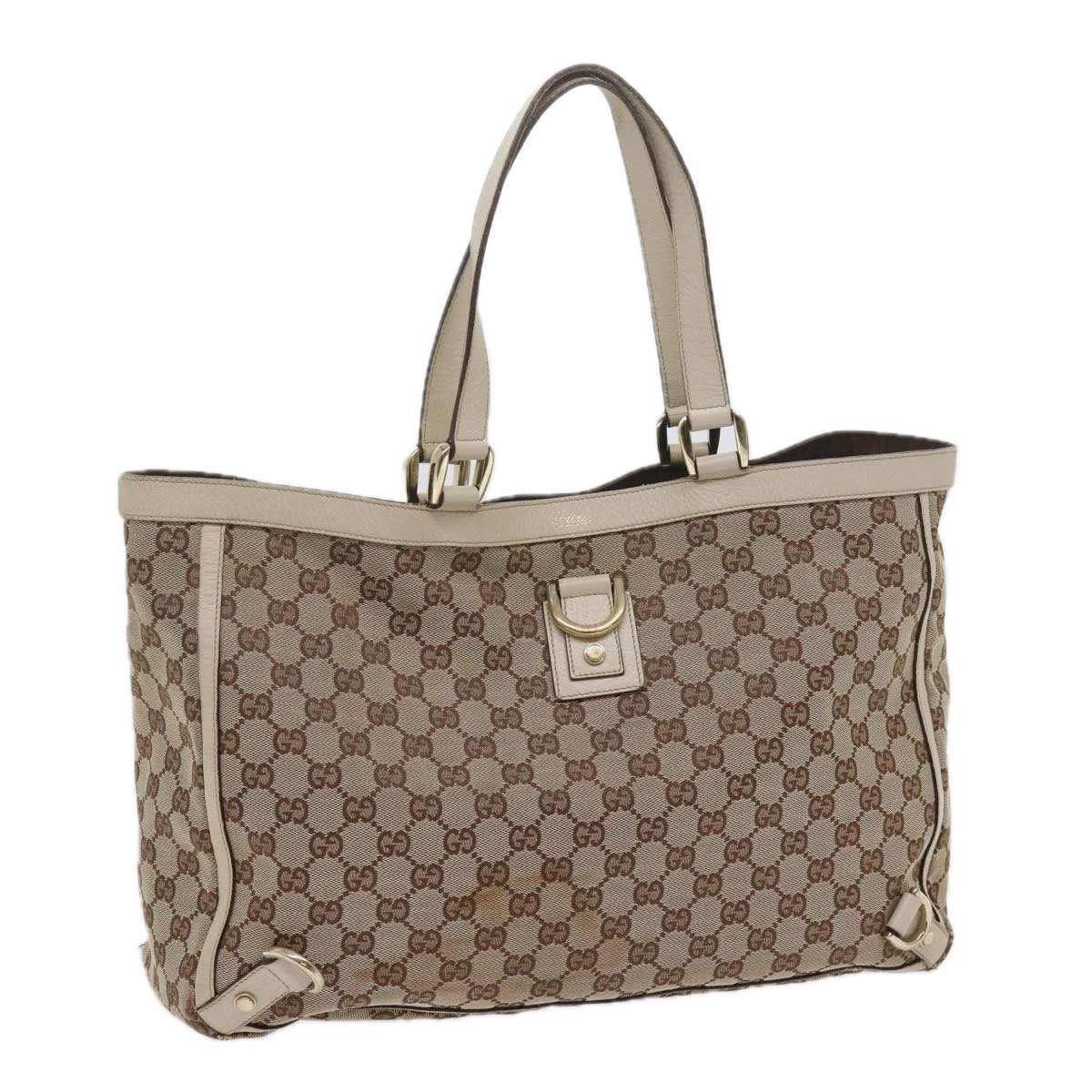 GUCCI GG Canvas Abbey Tote Bag Beige 141472 Auth ki3898