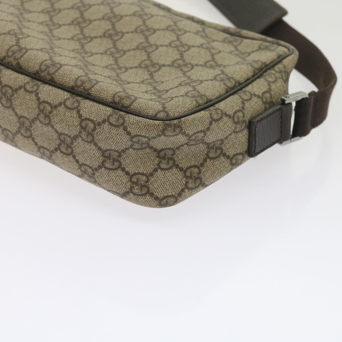 GUCCI GG Supreme Shoulder Bag PVC Leather Beige 282315 Auth ki3901