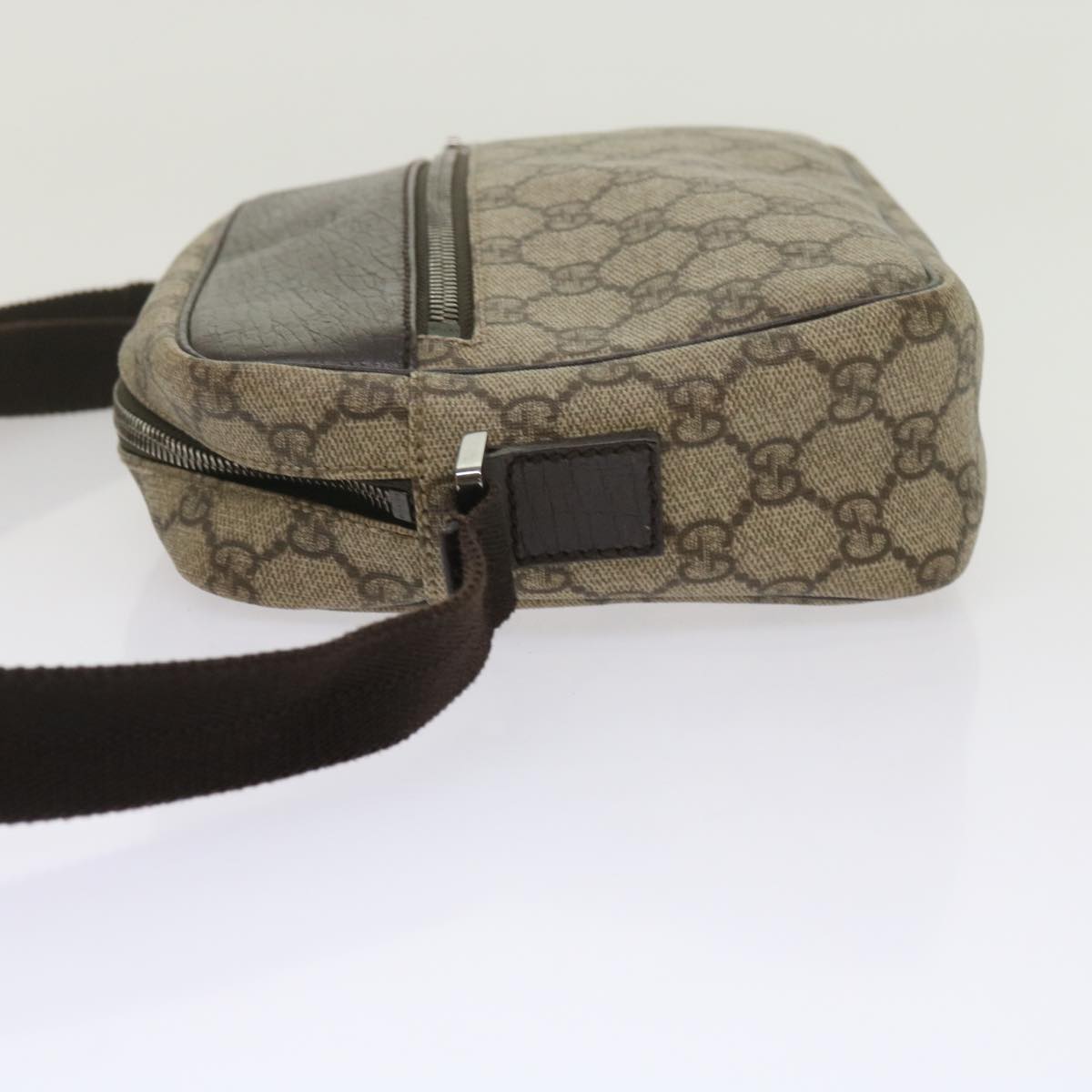 GUCCI GG Supreme Shoulder Bag PVC Leather Beige 282315 Auth ki3901