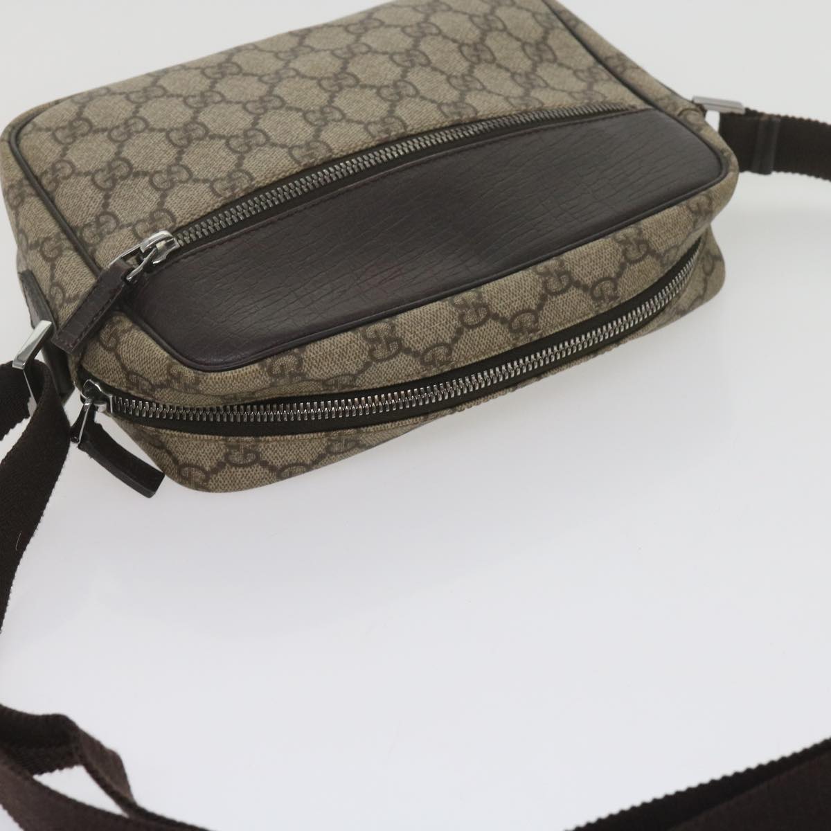 GUCCI GG Supreme Shoulder Bag PVC Leather Beige 282315 Auth ki3901