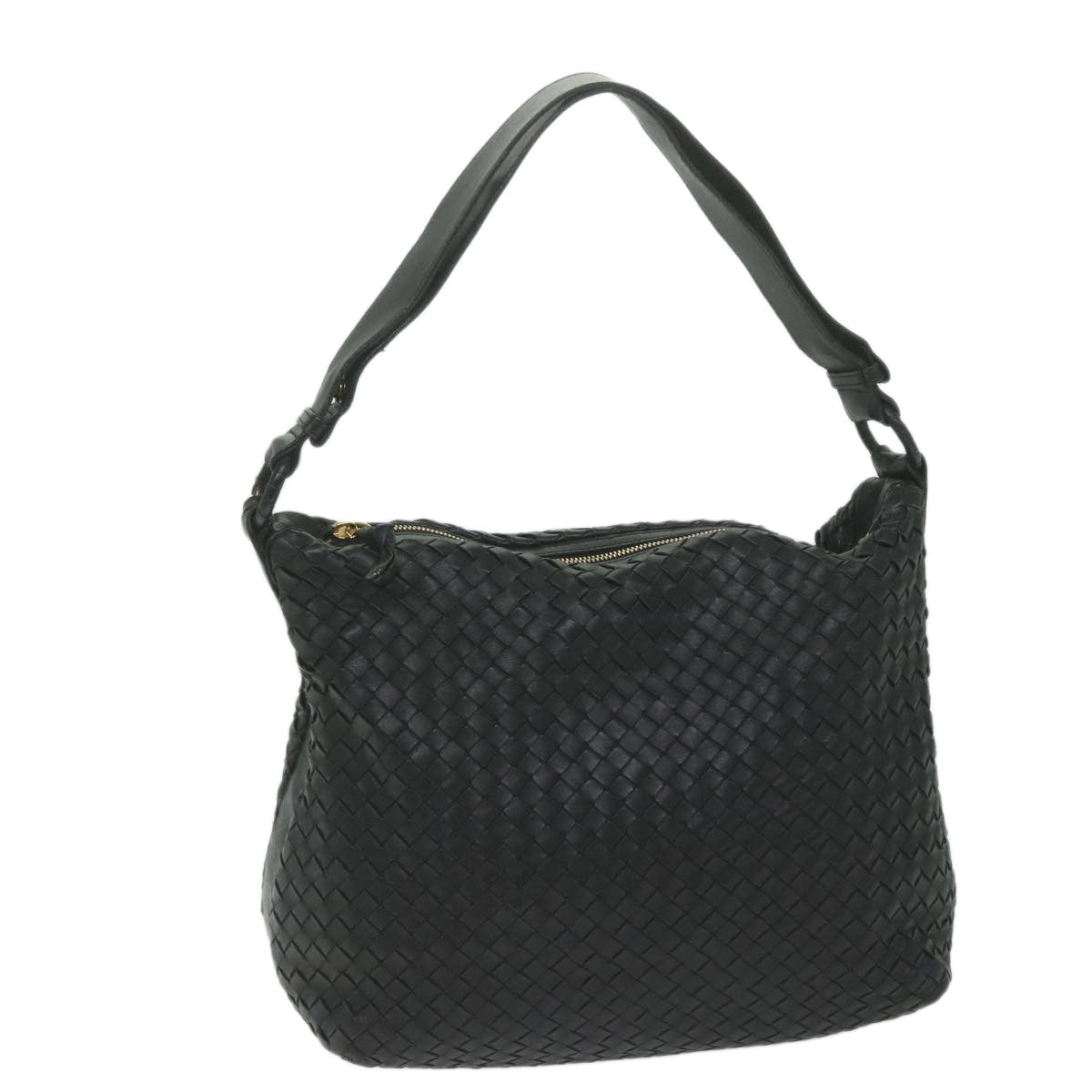 BOTTEGAVENETA INTRECCIATO Shoulder Bag Leather Black Auth ki3903 - 0