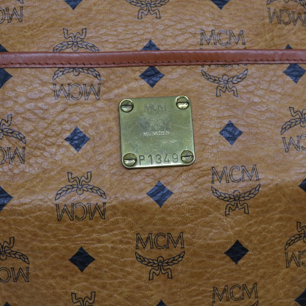 MCM Vicetos Logogram Boston Bag PVC Leather Brown Auth ki3904
