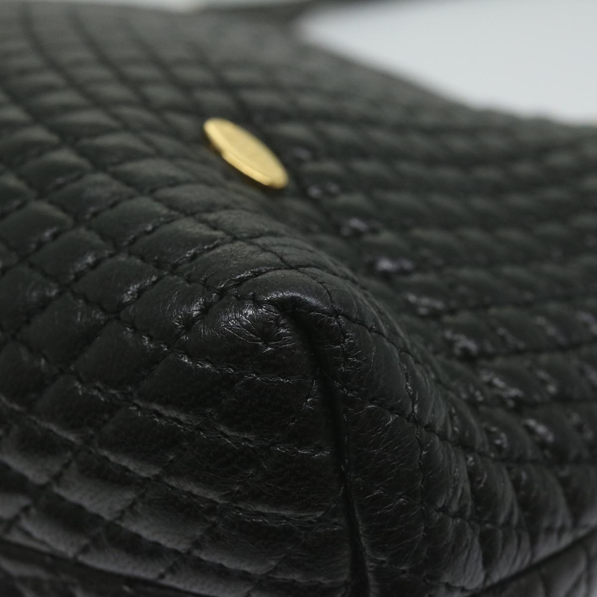 BALLY Matelasse Shoulder Bag Leather Black Auth ki3916