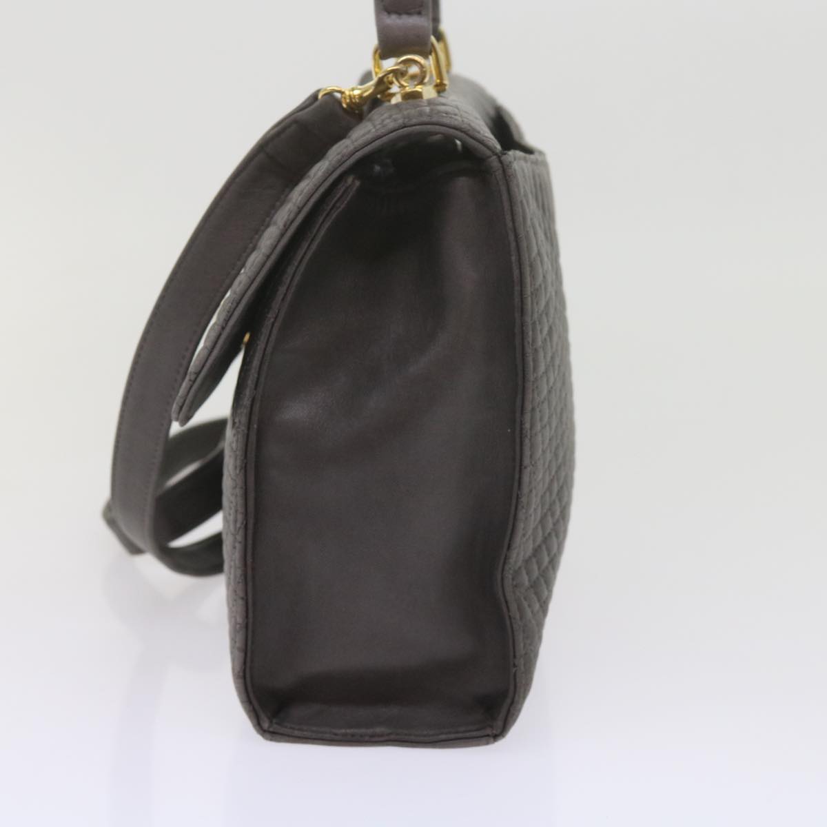 BALLY Matelasse Shoulder Bag Leather 2way Gray Auth ki3923