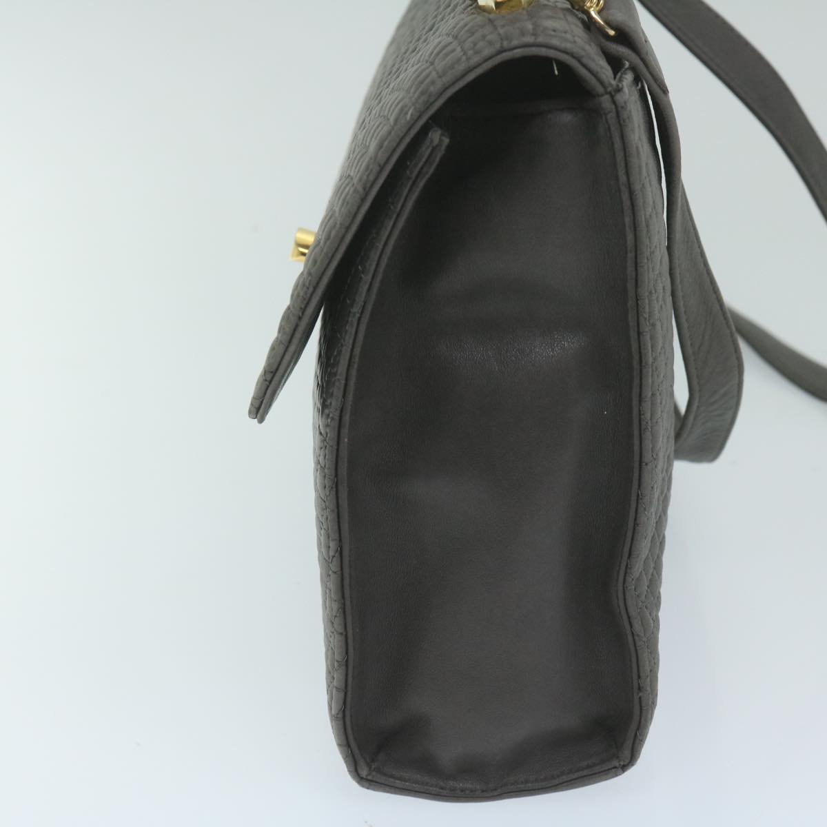 BALLY Matelasse Shoulder Bag Leather 2way Gray Auth ki3923