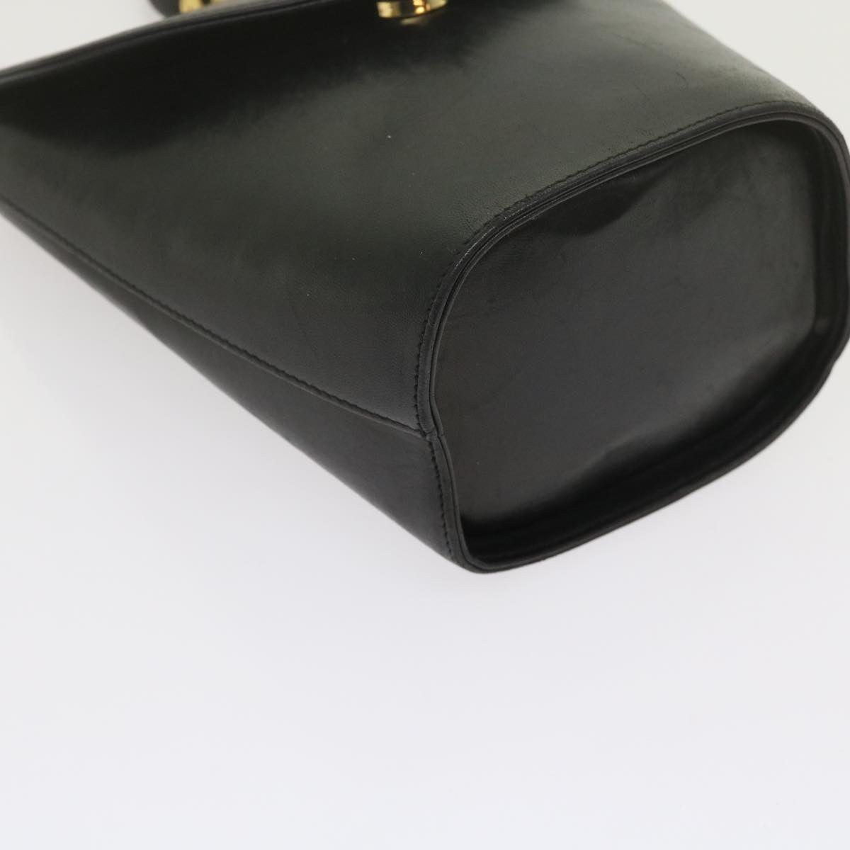Salvatore Ferragamo Hand Bag Leather Black Auth ki3924