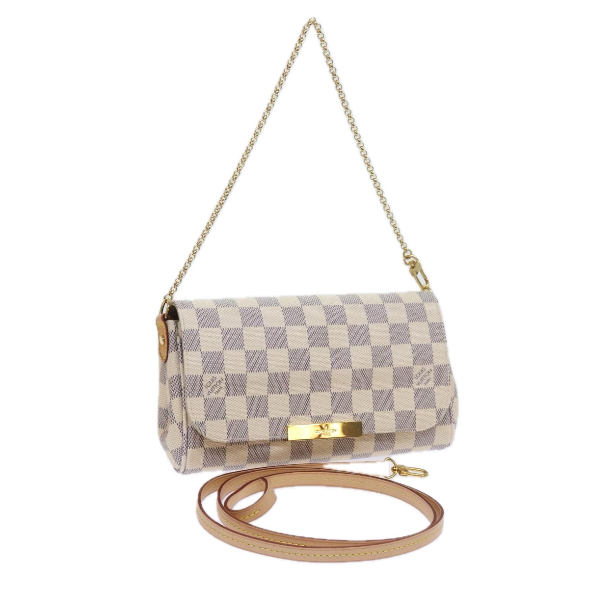 LOUIS VUITTON Damier Azur Favorit MM Shoulder Bag 2way N41275 LV Auth ki3945