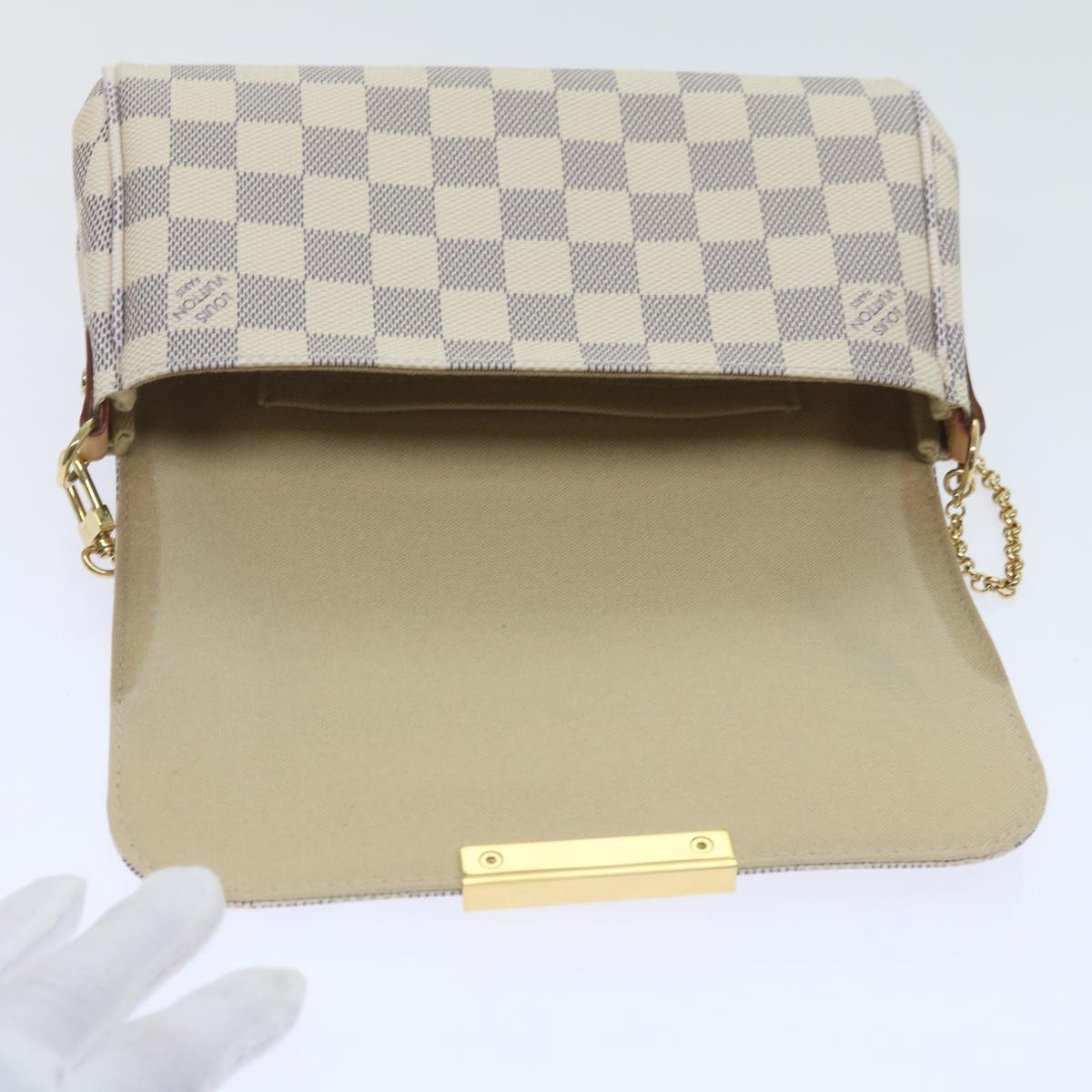 LOUIS VUITTON Damier Azur Favorit MM Shoulder Bag 2way N41275 LV Auth ki3945