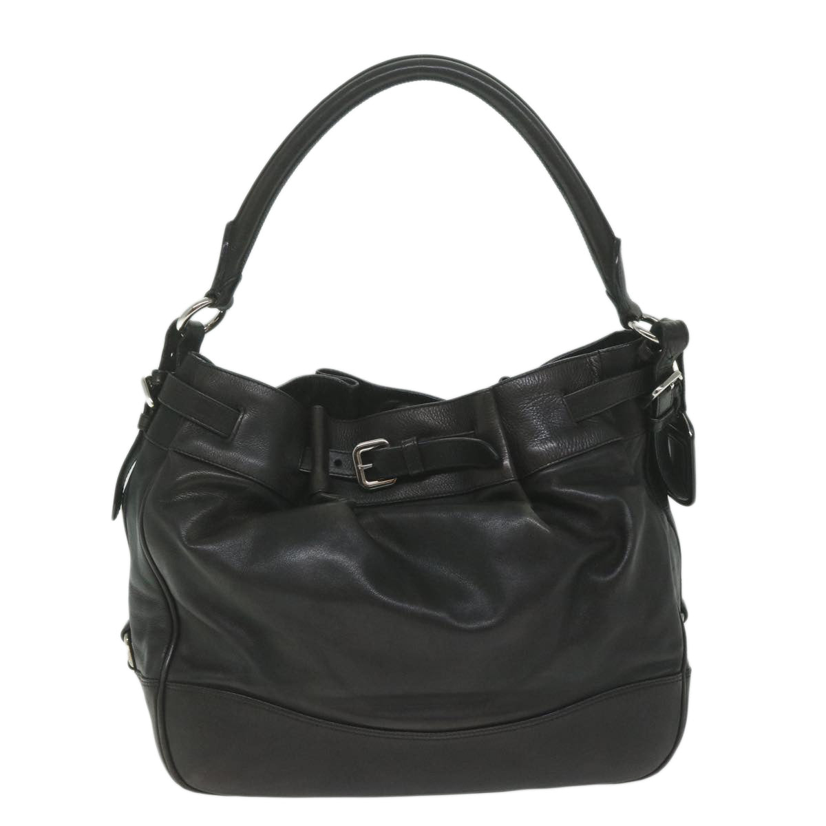 PRADA Shoulder Bag Leather Black Auth ki3947 - 0