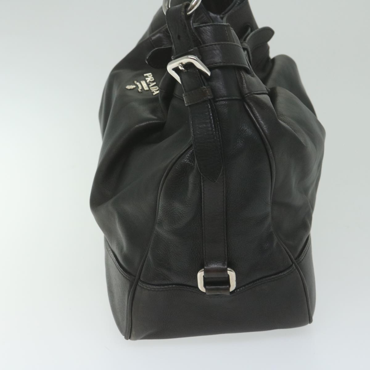 PRADA Shoulder Bag Leather Black Auth ki3947