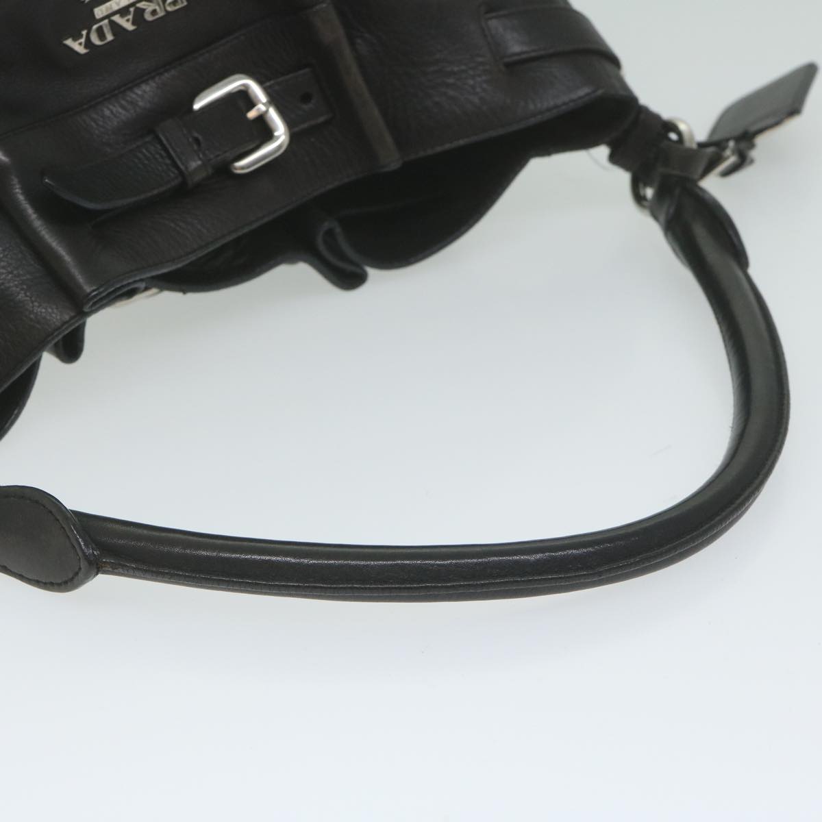 PRADA Shoulder Bag Leather Black Auth ki3947