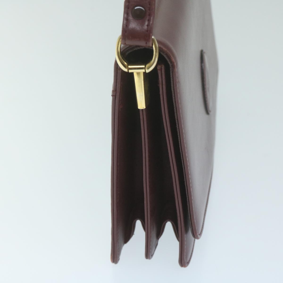 CARTIER Shoulder Bag Leather Bordeaux Auth ki3970