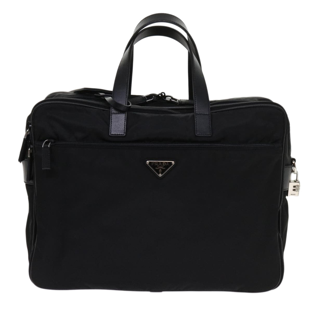 PRADA Business Bag Nylon 2way Black Auth ki3987