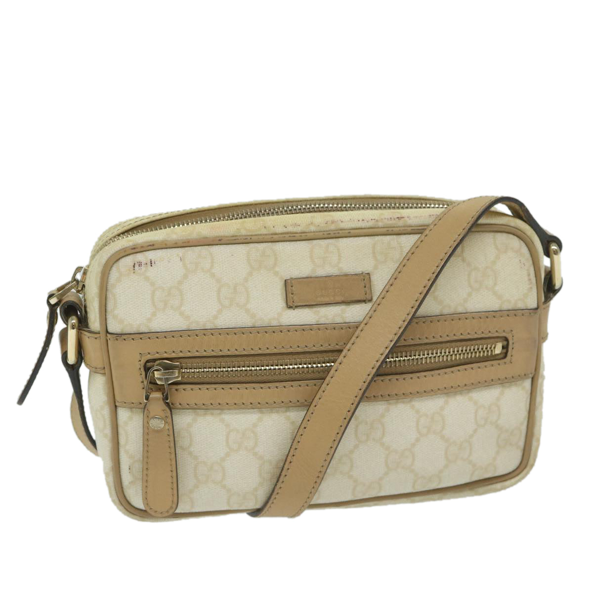 GUCCI GG Supreme Shoulder Bag White 201447 Auth ki3993