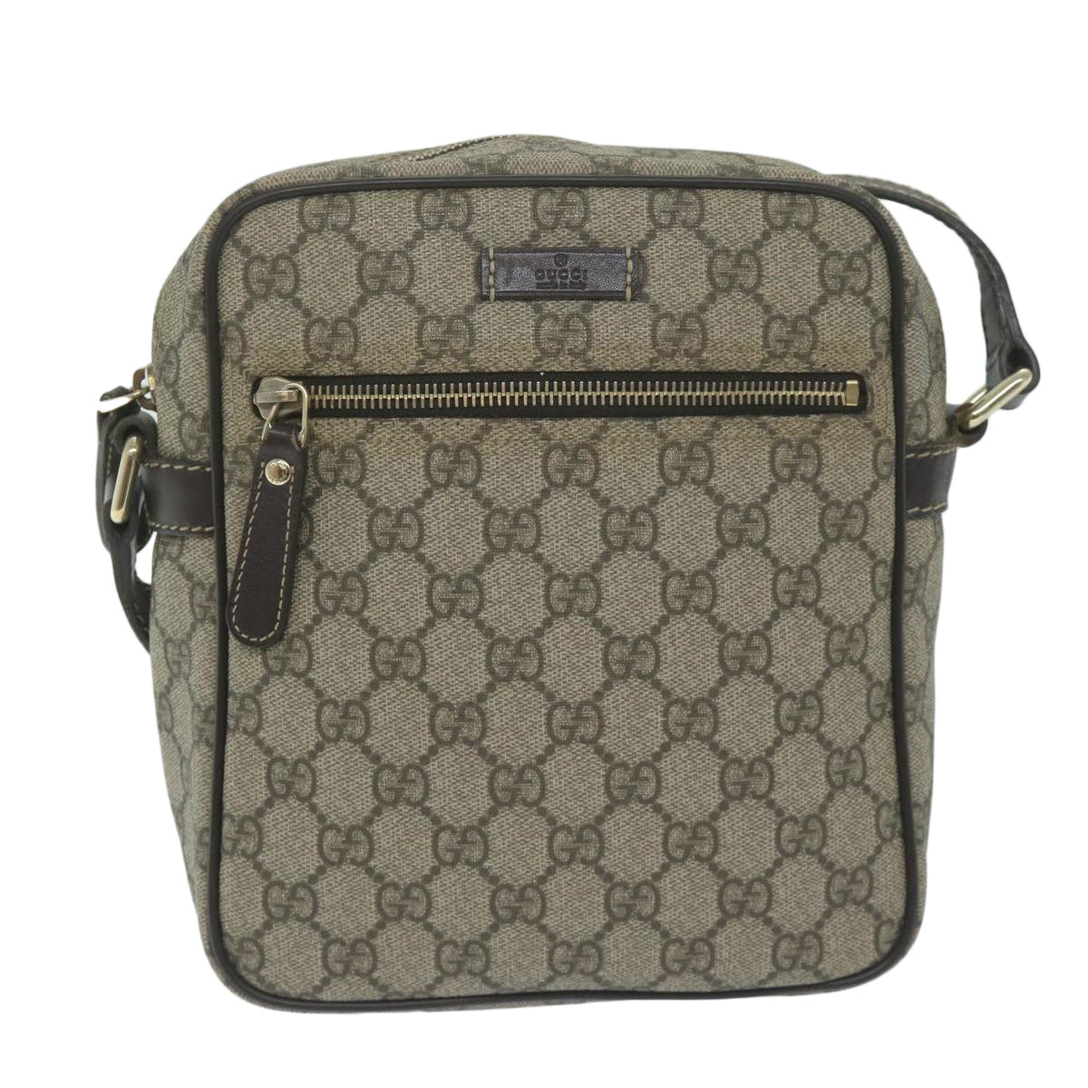 GUCCI GG Supreme Shoulder Bag PVC Leather Beige 233268 Auth ki3994