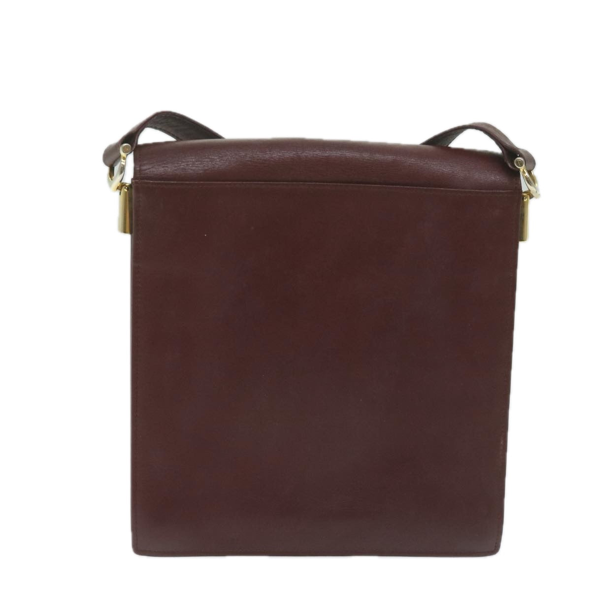 CARTIER Shoulder Bag Leather Bordeaux Auth ki4001 - 0
