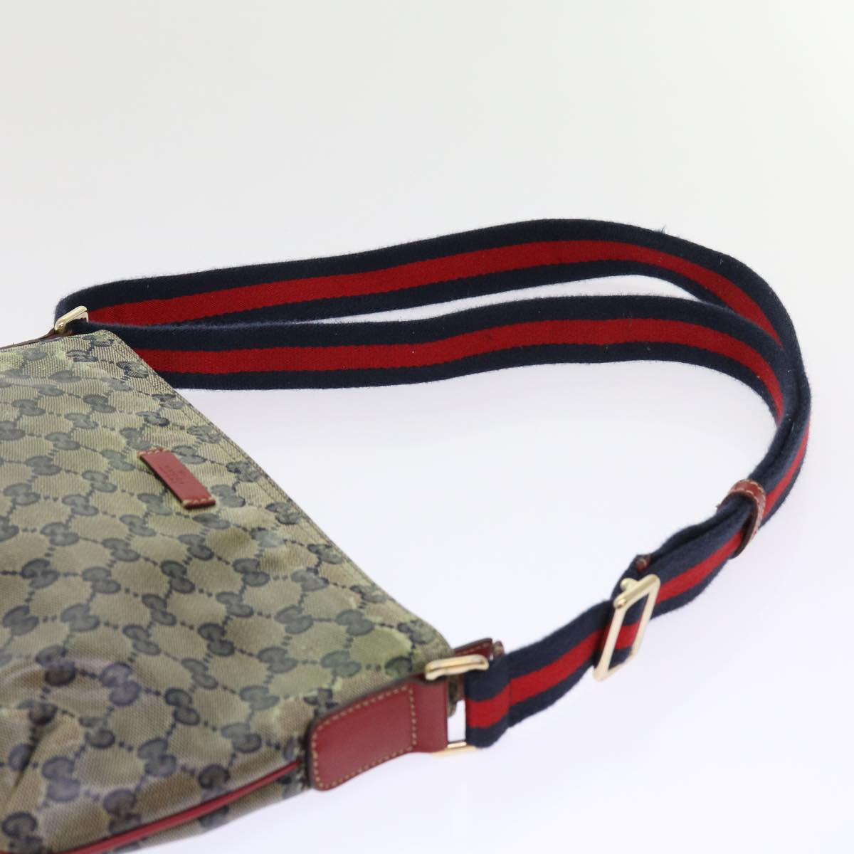 GUCCI GG Crystal Sherry Line Shoulder Bag Red Navy 189749 Auth ki4016