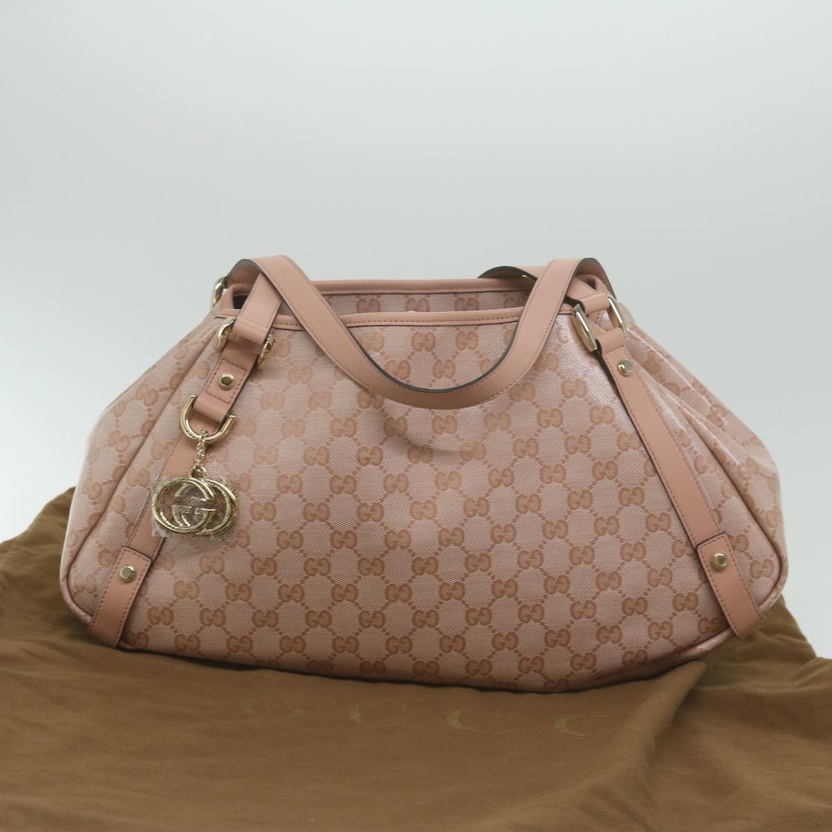 GUCCI GG Crystal interlocking Abby Shoulder Bag Pink 130736 Auth ki4018A