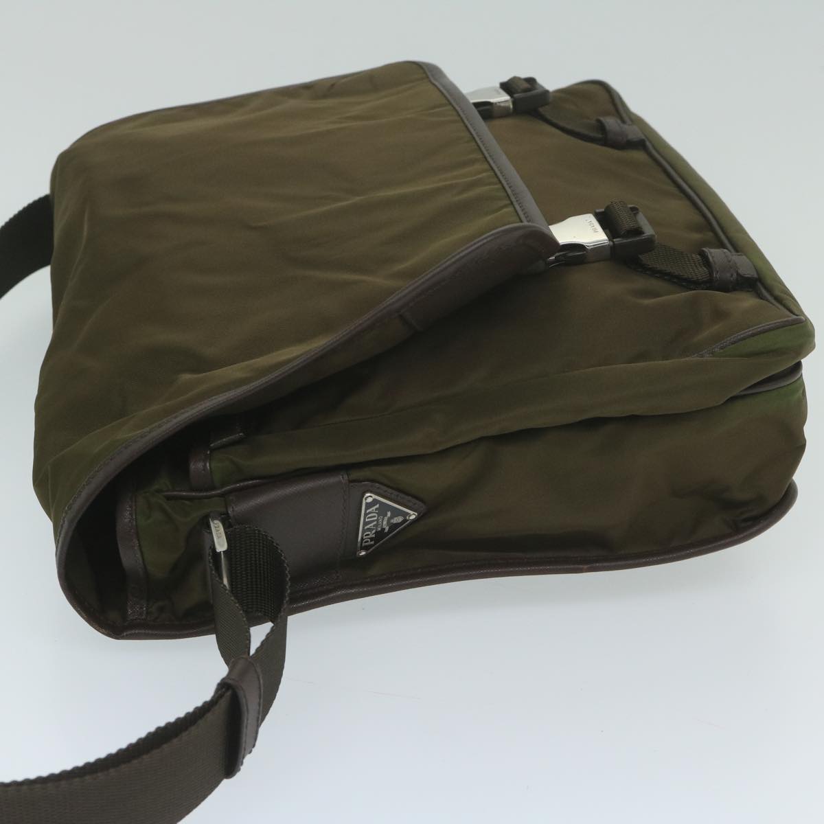 PRADA Shoulder Bag Nylon Khaki Auth ki4039
