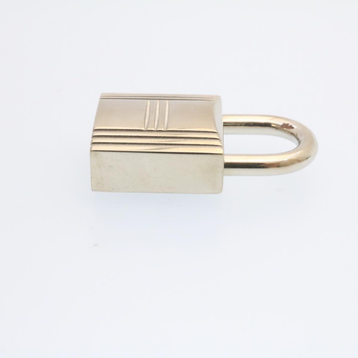 HERMES Cadena Padlock Metal Silver Auth ki843