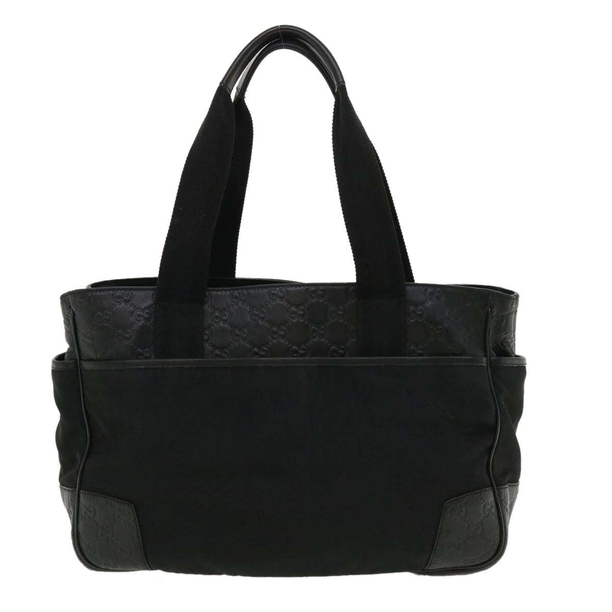 GUCCI Guccissima Tote Bag Canvas Leather Black Auth kk141 - 0