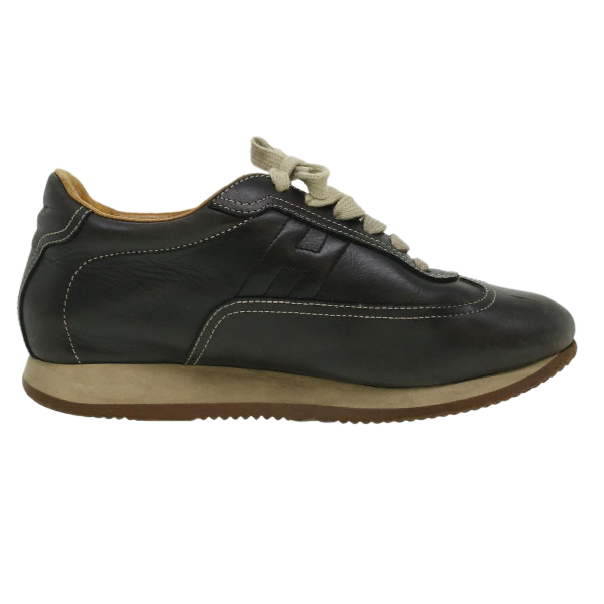 HERMES quick sneakers Leather Black Auth kk153