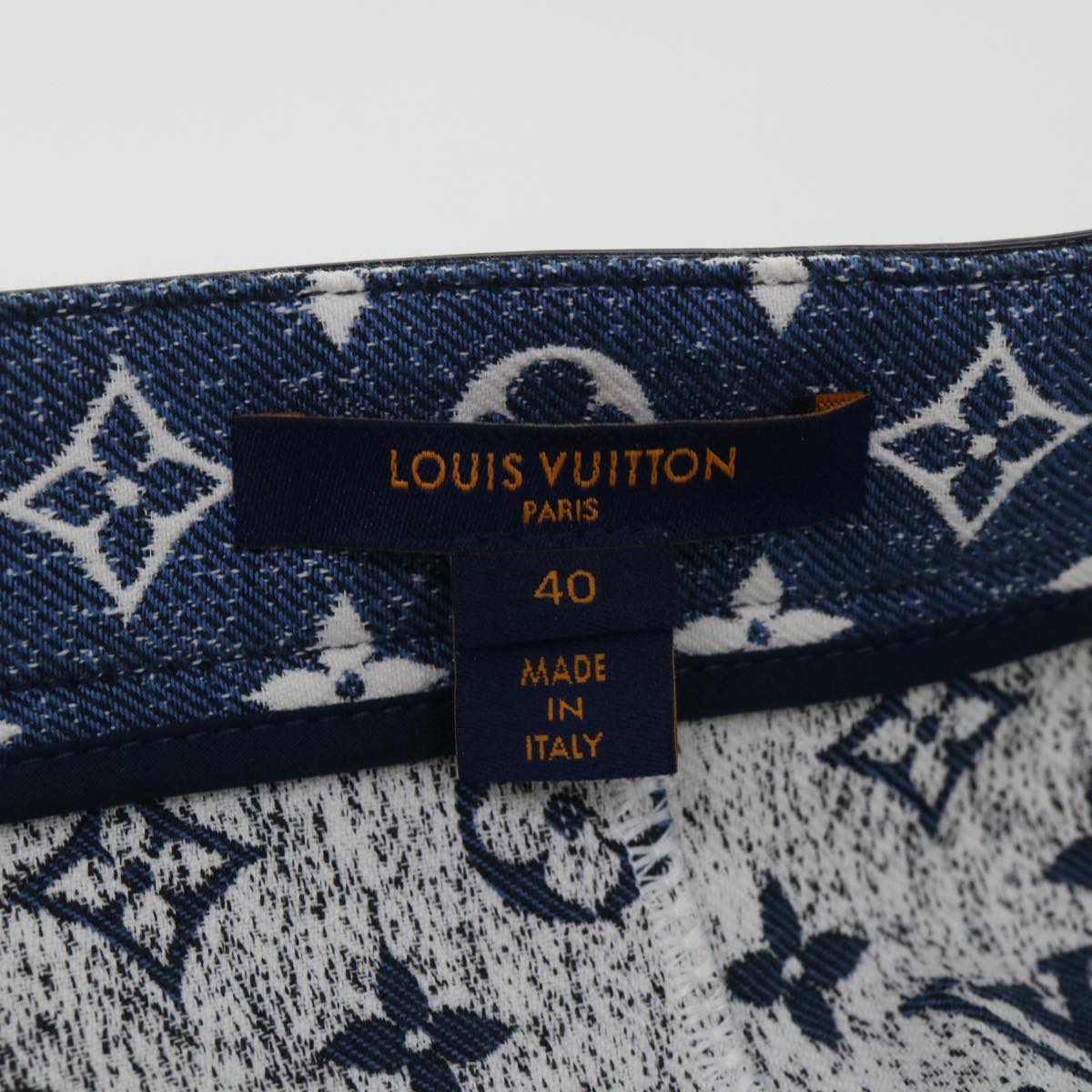 LOUIS VUITTON Monogram Jaguar A Line Skirt Denim 40 Blue 1A9NK9 LV Auth kk175