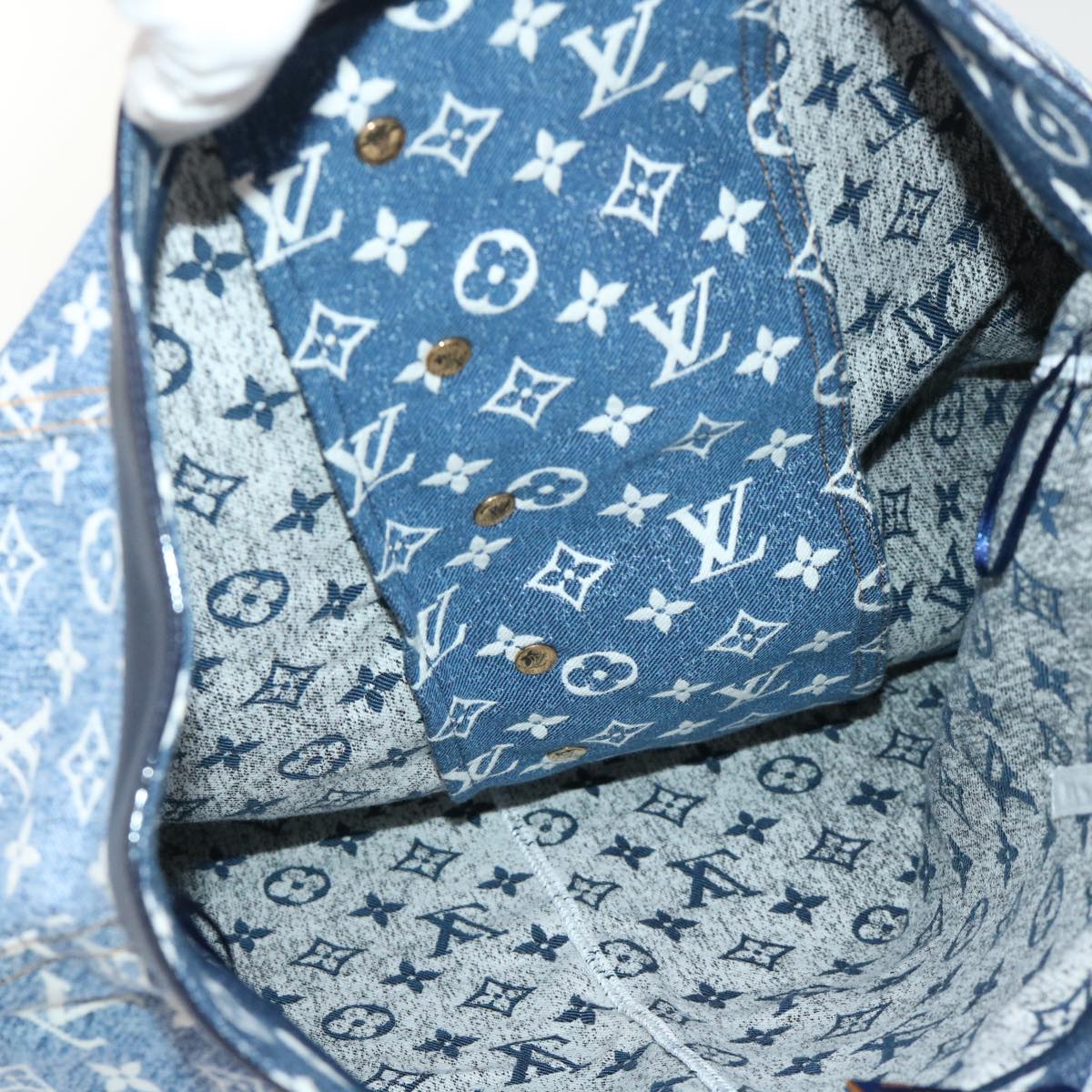 LOUIS VUITTON Monogram Jaguar A Line Skirt Denim 40 Blue 1A9NK9 LV Auth kk175