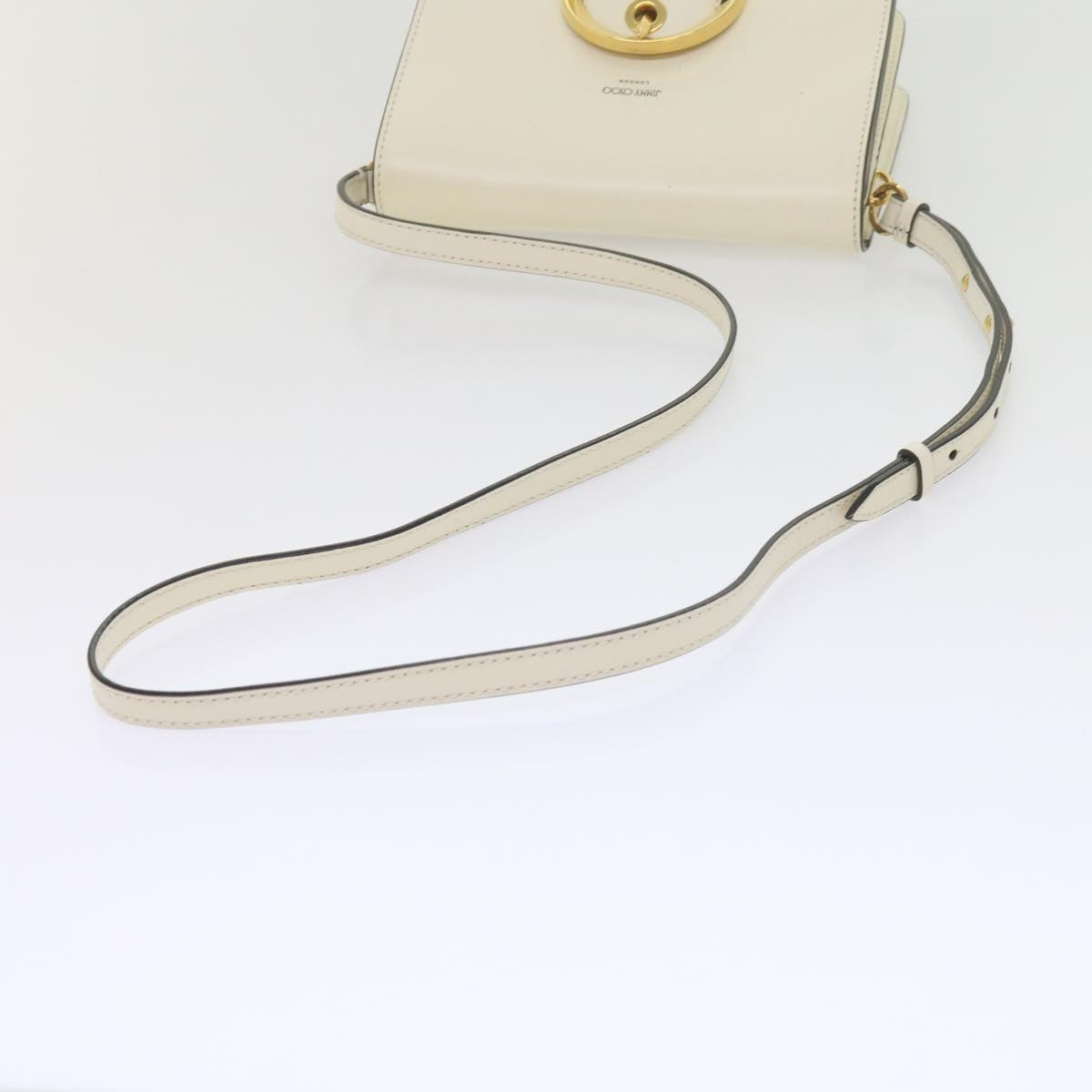 Jimmy Choo Madeline Shoulder Bag Leather White Auth kk197