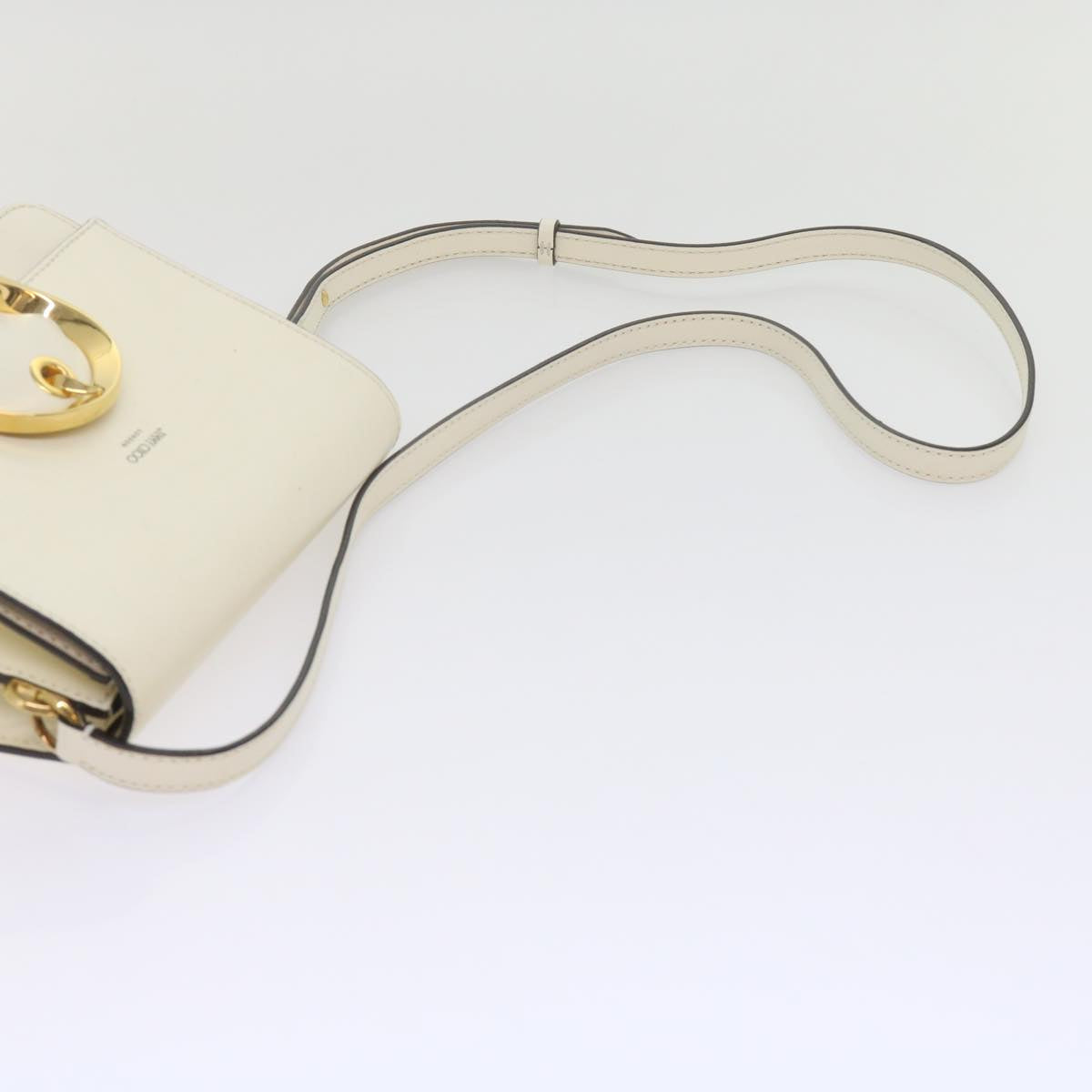 Jimmy Choo Madeline Shoulder Bag Leather White Auth kk197