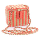 CHANEL Vanity Chain Shoulder Pouch Hemp Pink CC Auth knn023-23
