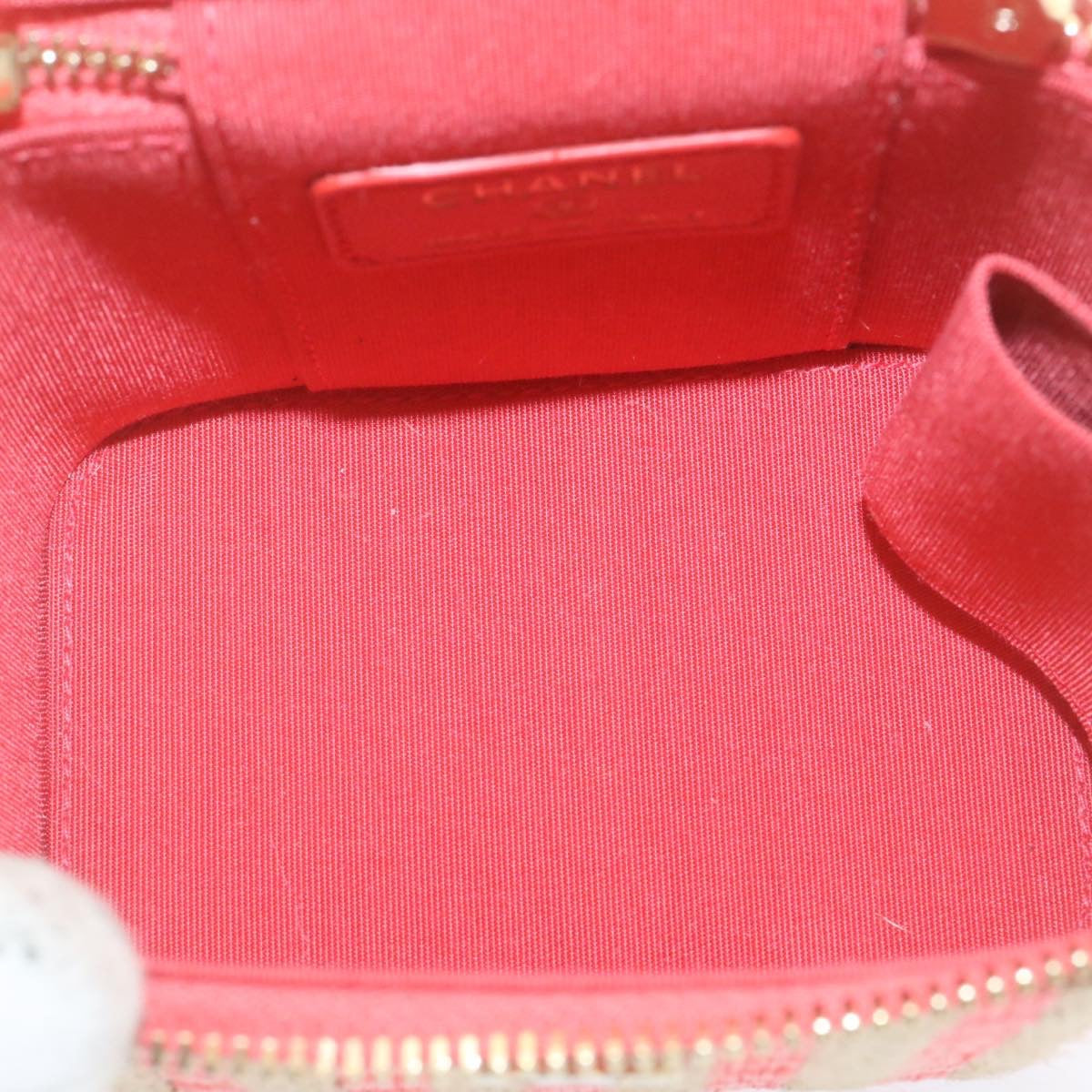 CHANEL Vanity Chain Shoulder Pouch Hemp Pink CC Auth knn023
