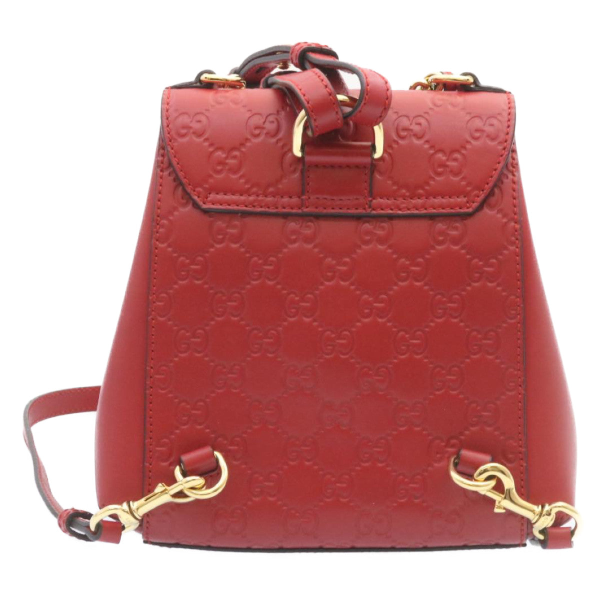 GUCCI Guccissima GG Padlock Backpack Leather Red Auth knn037