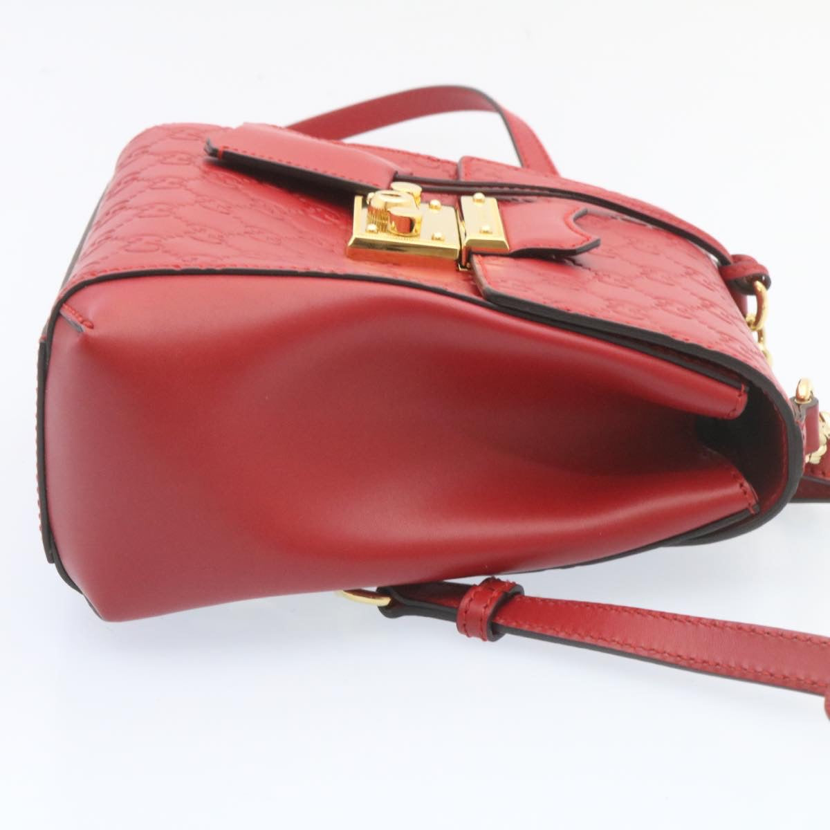 GUCCI Guccissima GG Padlock Backpack Leather Red Auth knn037