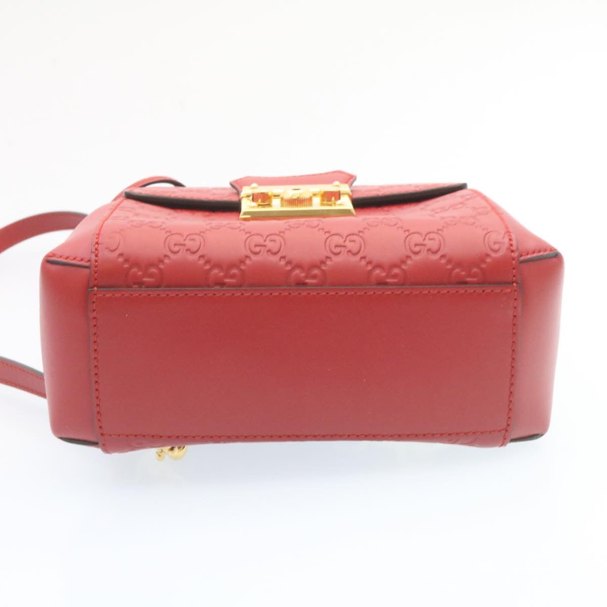 GUCCI Guccissima GG Padlock Backpack Leather Red Auth knn037