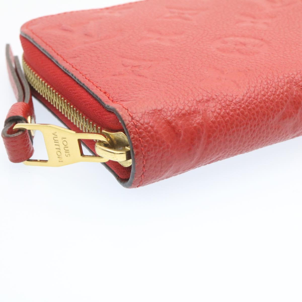 LOUIS VUITTON Monogram Empreinte Zippy Wallet Red M60017 LV Auth knn040