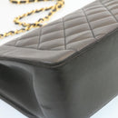 CHANEL Chain Turn Lock Diana Matelasse Shoulder Bag Lamb Skin Black Auth knn076-16