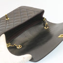 CHANEL Chain Turn Lock Diana Matelasse Shoulder Bag Lamb Skin Black Auth knn076-9