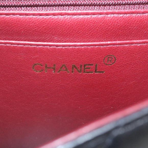 CHANEL Chain Turn Lock Diana Matelasse Shoulder Bag Lamb Skin Black Auth knn076