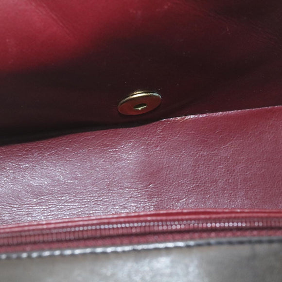 CHANEL Chain Turn Lock Diana Matelasse Shoulder Bag Lamb Skin Black Auth knn076